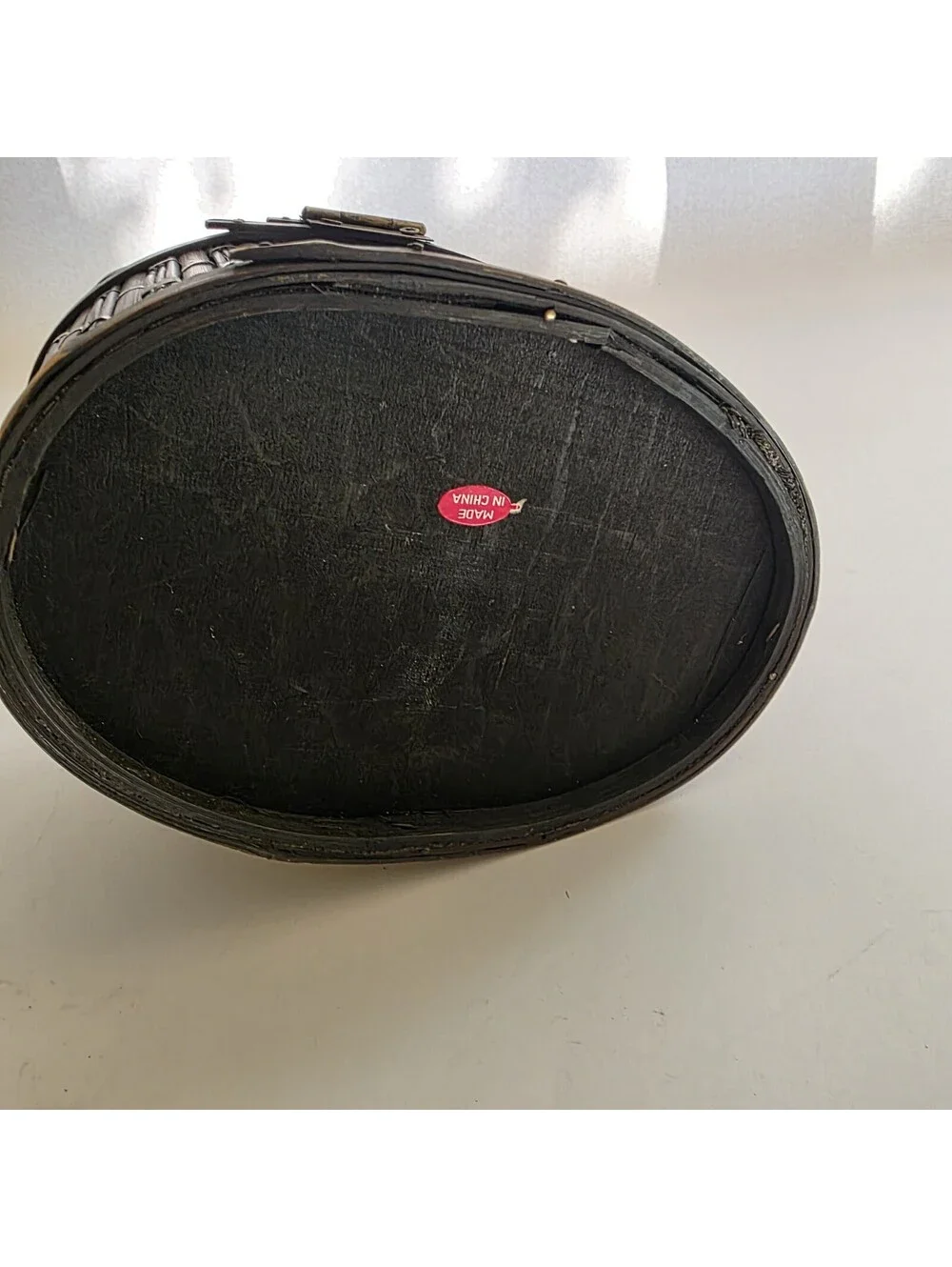 Bamboo/Rattan Oval Storage Box Clasp Closure VTG